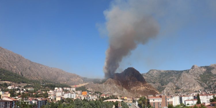 Amasya’da Harşena Kalesi yakınında orman yangını çıktı
